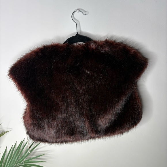 Phoebe Couture Y2K Faux Fur Vest Brown Deadstock New Shrug - Picture 5 of 6